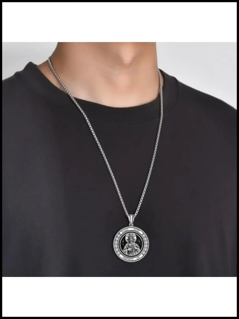 925 Sterling Silver Saint Jude Medal Necklace for Men Women
